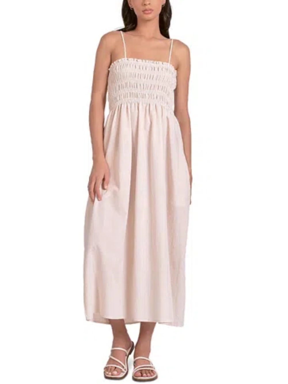 H&M Cream Smocked Sundress with Thin Straps